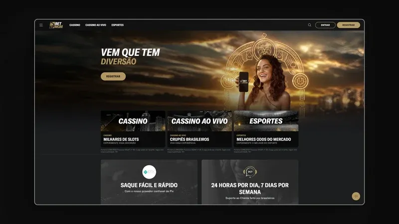 Página inicial da BetMGM com as seções de cassino e cassino ao vivo