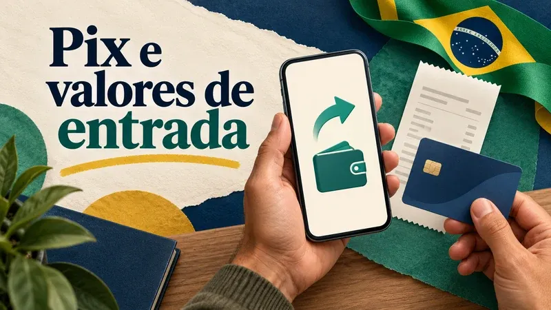 Celular com transferência por Pix, cartão e comprovante sobre a mesa
